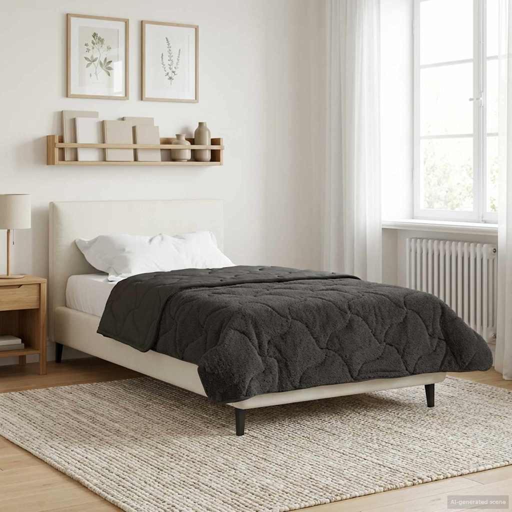 vidaXL Letni Kołdra Antracyt 155 x 200 cm Mikrofibra i Fleece Teddy
