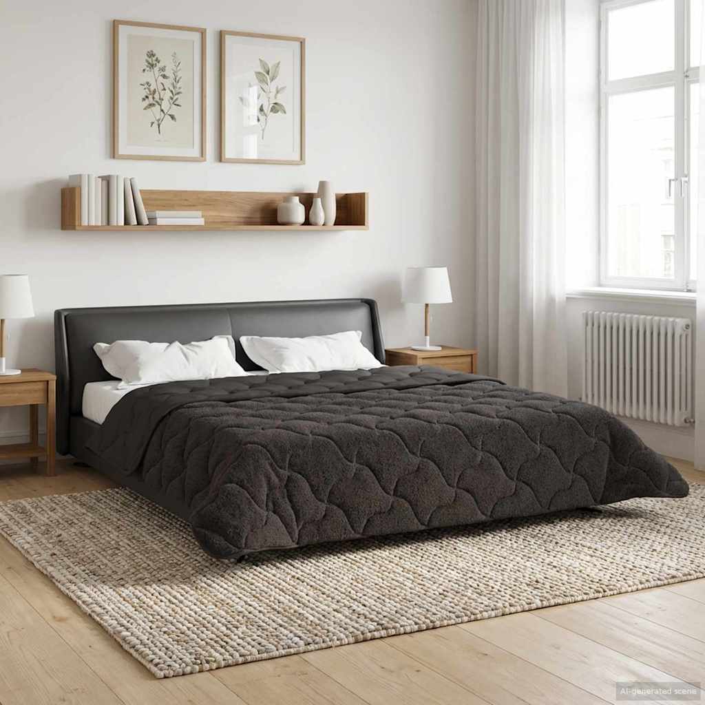 vidaXL Letni Kołdra Antracyt 200 x 200 cm Mikrofibra i Fleece Teddy
