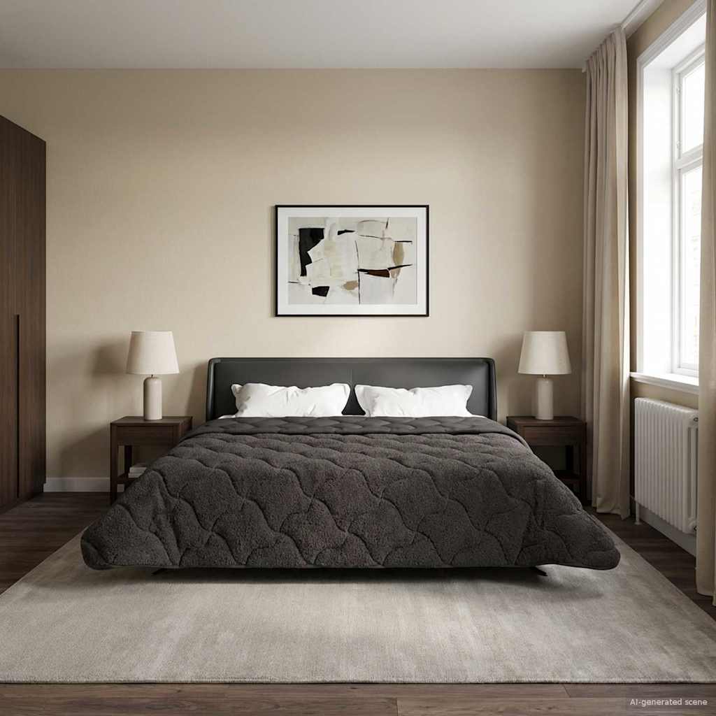 vidaXL Letni Kołdra Antracyt 200 x 200 cm Mikrofibra i Fleece Teddy