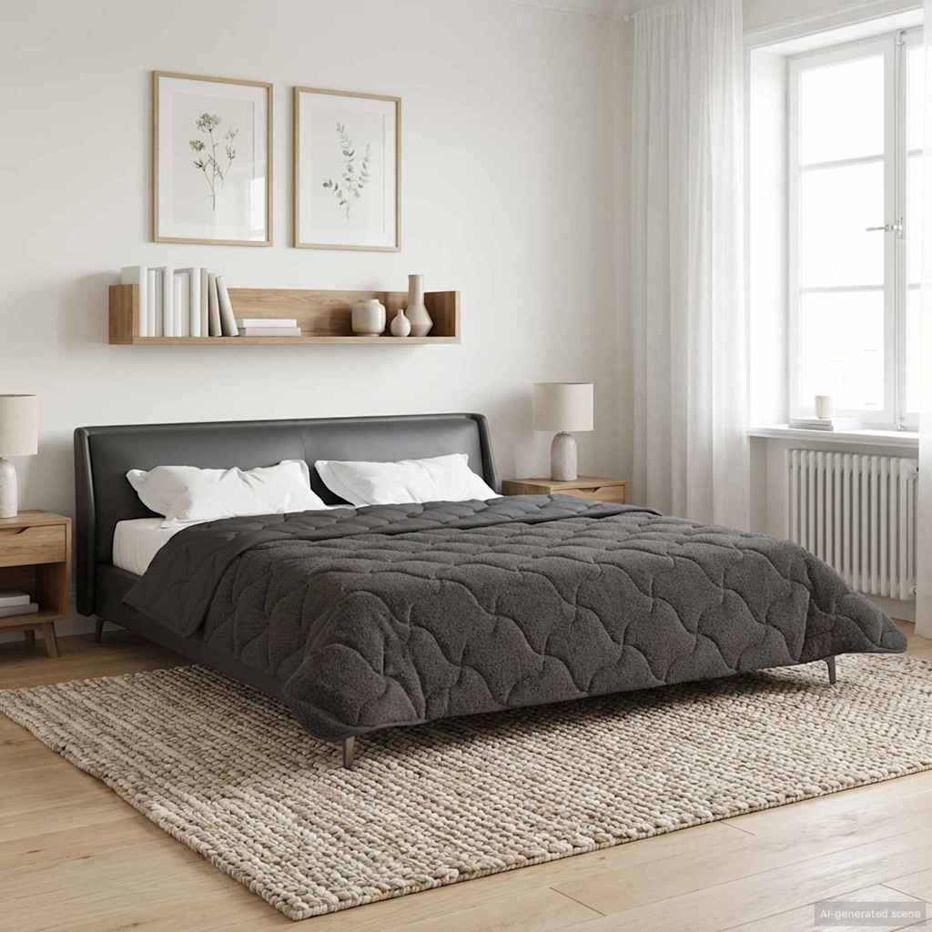 vidaXL Letni Kołdra Antracyt 200 x 240 cm Mikrofibra i Fleece Teddy