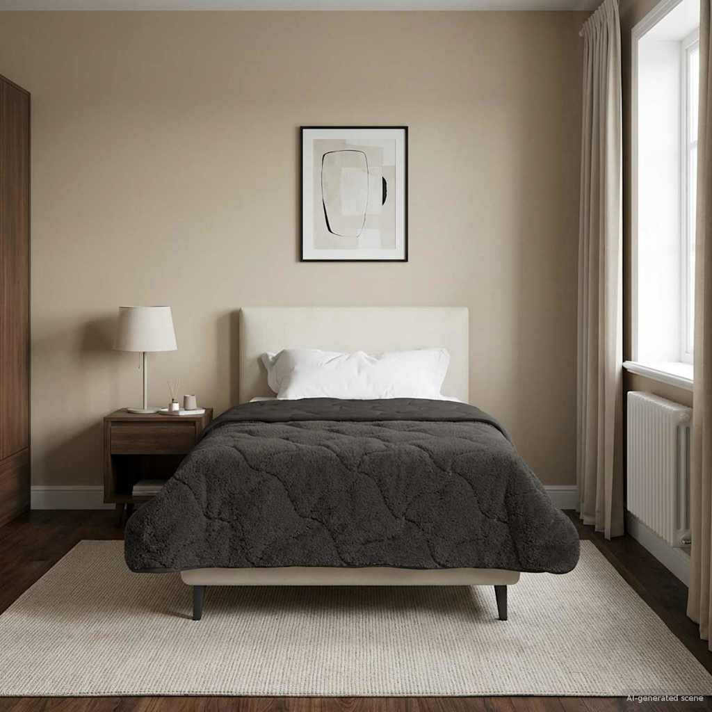 vidaXL Letni Kołdra Antracyt 135 x 200 cm Mikrofibra i Fleece Teddy