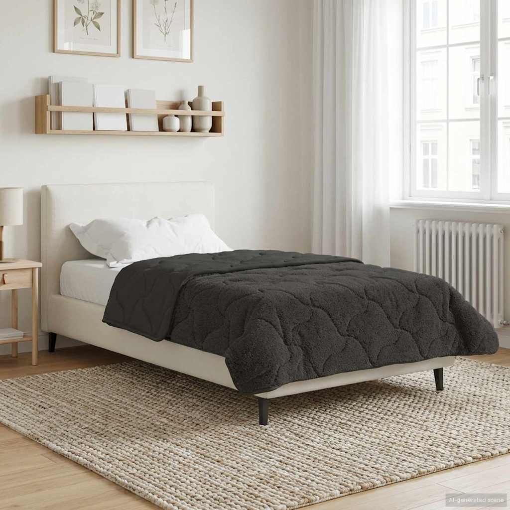 vidaXL Letni Kołdra Antracyt 140 x 220 cm Mikrofibra i Fleece Teddy
