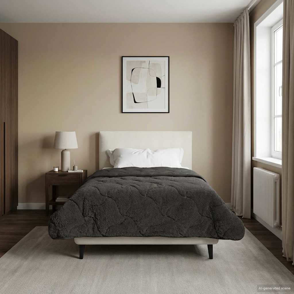 vidaXL Letni Kołdra Antracyt 140 x 220 cm Mikrofibra i Fleece Teddy