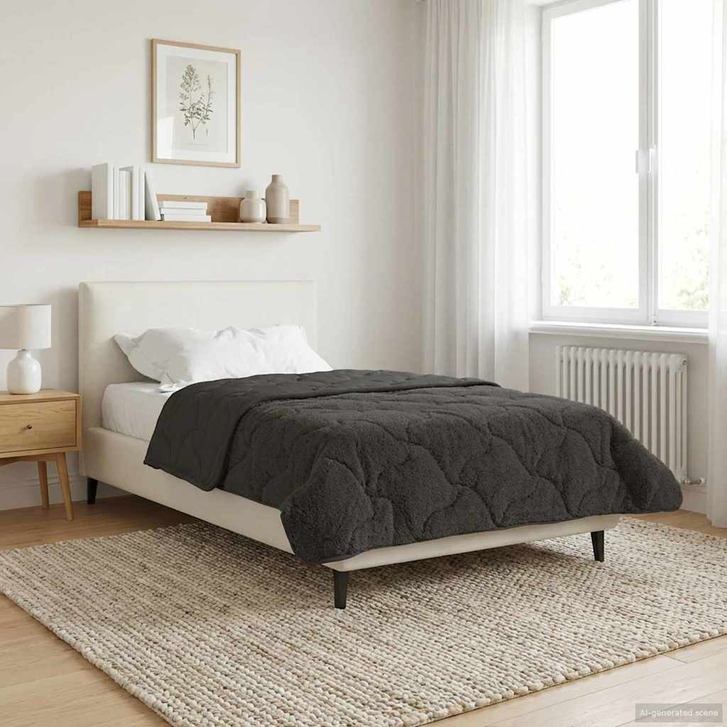 vidaXL Letni Kołdra Antracyt 155 x 220 cm Mikrofibra i Fleece Teddy