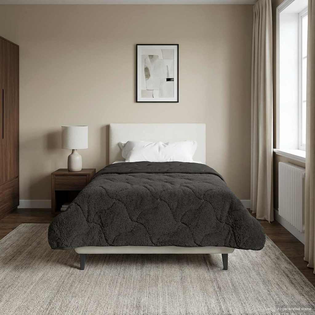 vidaXL Letni Kołdra Antracyt 155 x 220 cm Mikrofibra i Fleece Teddy