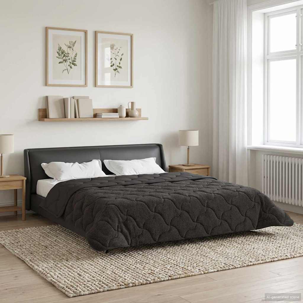 vidaXL Letni Kołdra Antracyt 200 x 220 cm Mikrofibra i Fleece Teddy