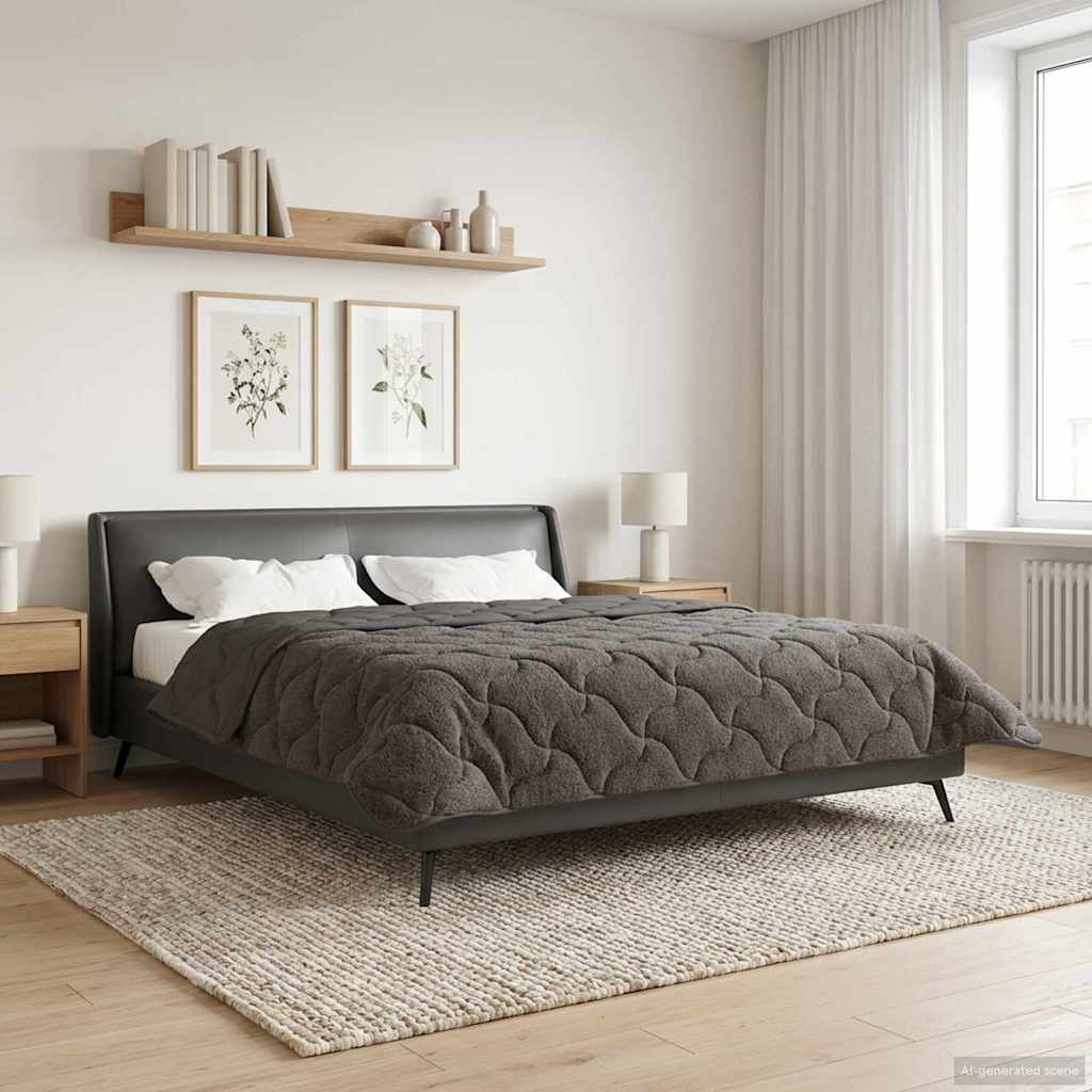 vidaXL Letni Kołdra Antracyt 220 x 240 cm Mikrofibra i Fleece Teddy