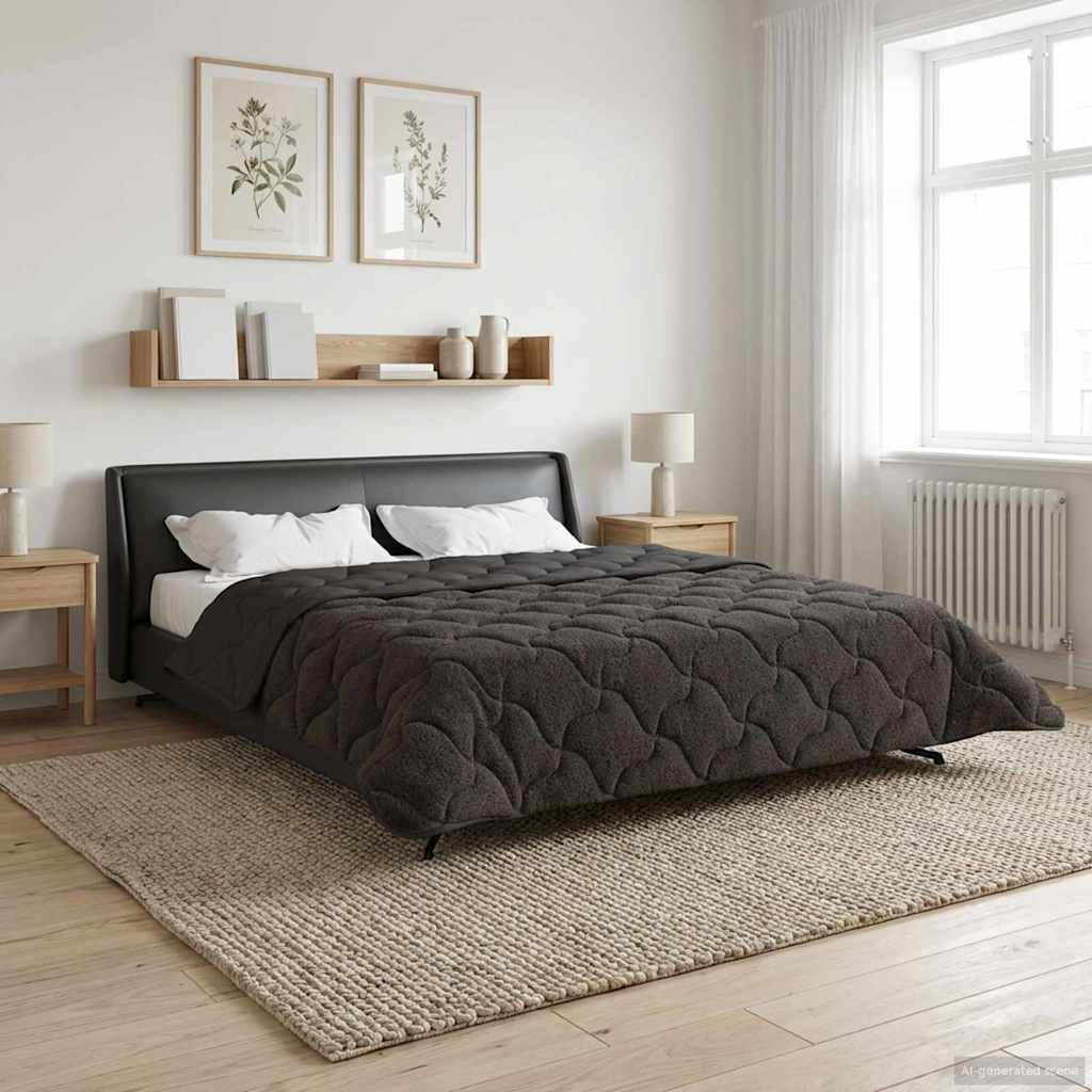 vidaXL Letni Kołdra Antracyt 220 x 260 cm Mikrofibra i Fleece Teddy