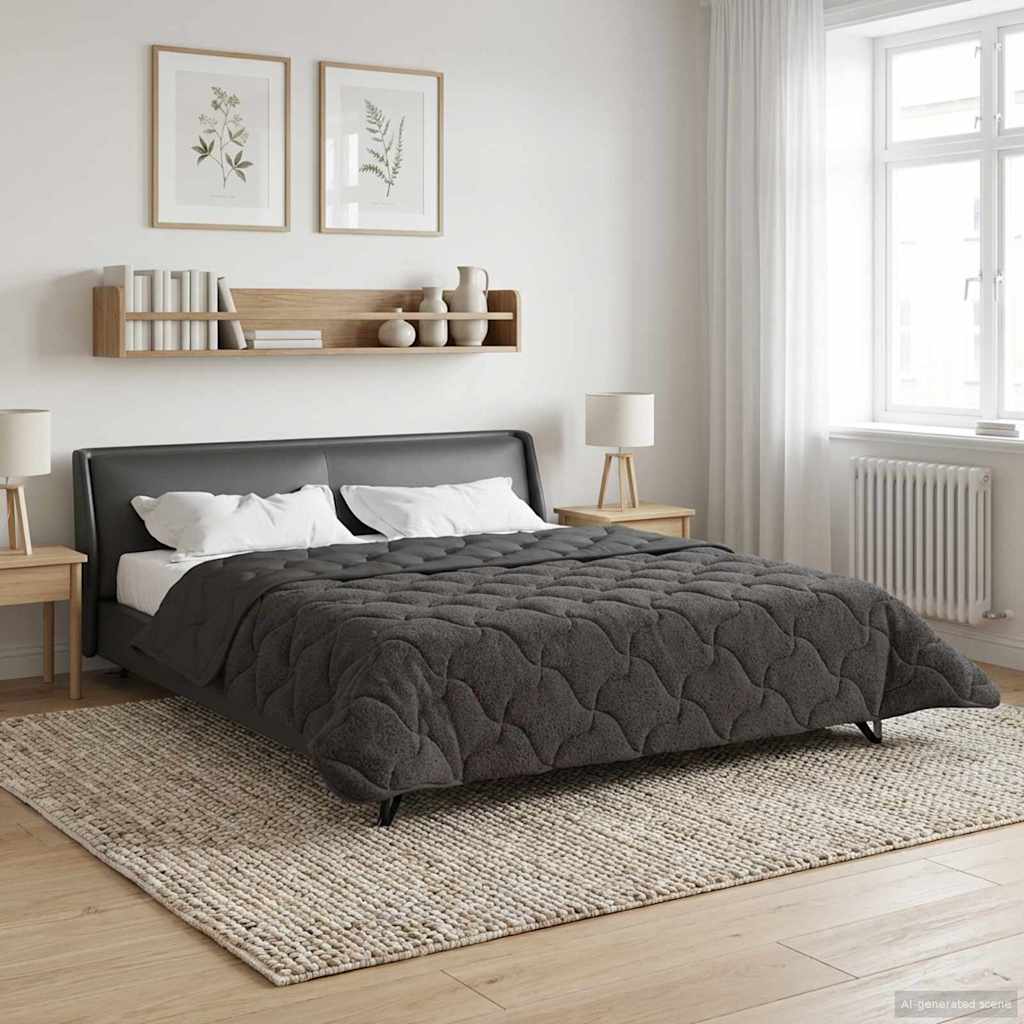 vidaXL Letni Kołdra Antracyt 240 x 260 cm Mikrofibra i Fleece Teddy