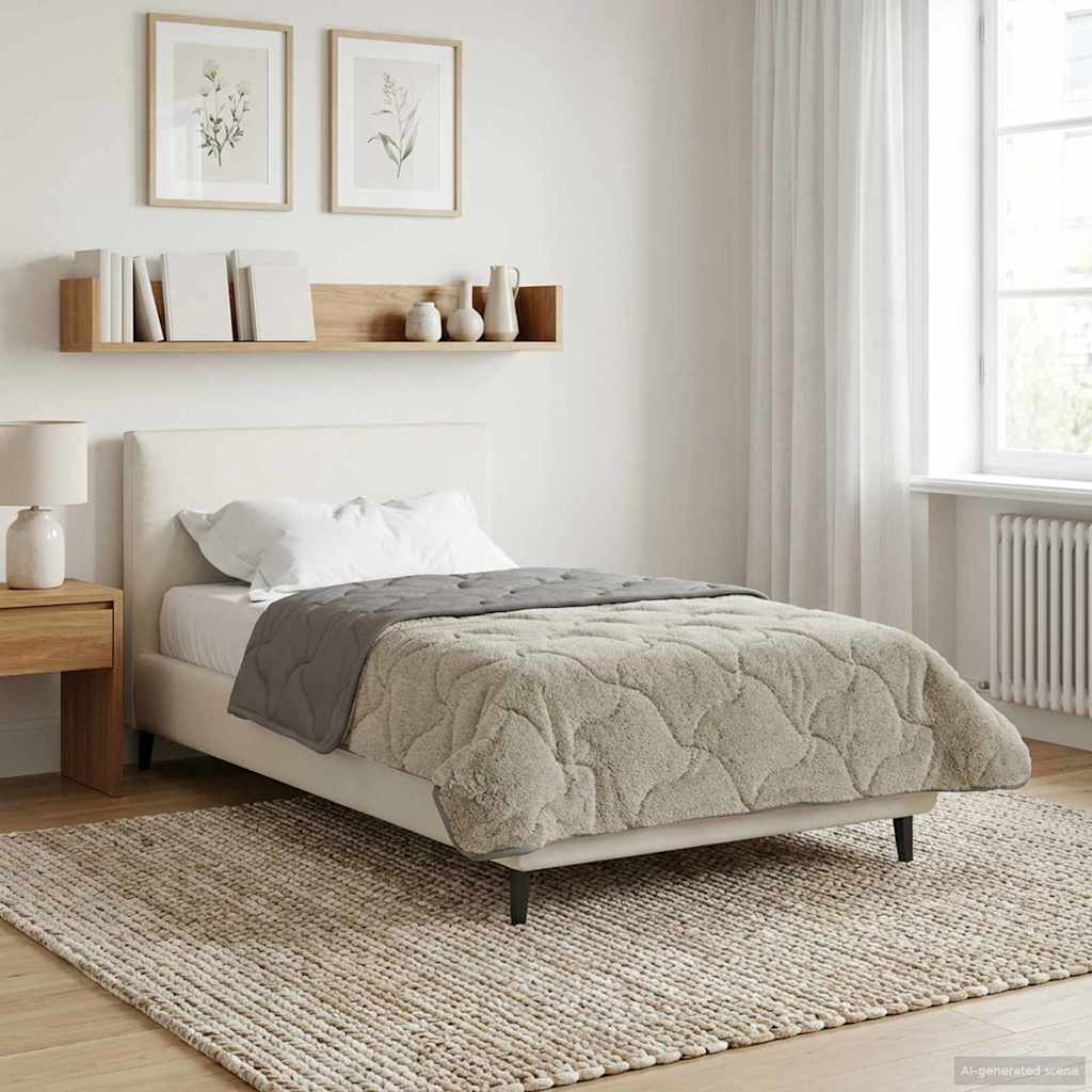 vidaXL Letni Kołdra Jasnoszary 135 x 200 cm Mikrofibra i Fleece Teddy
