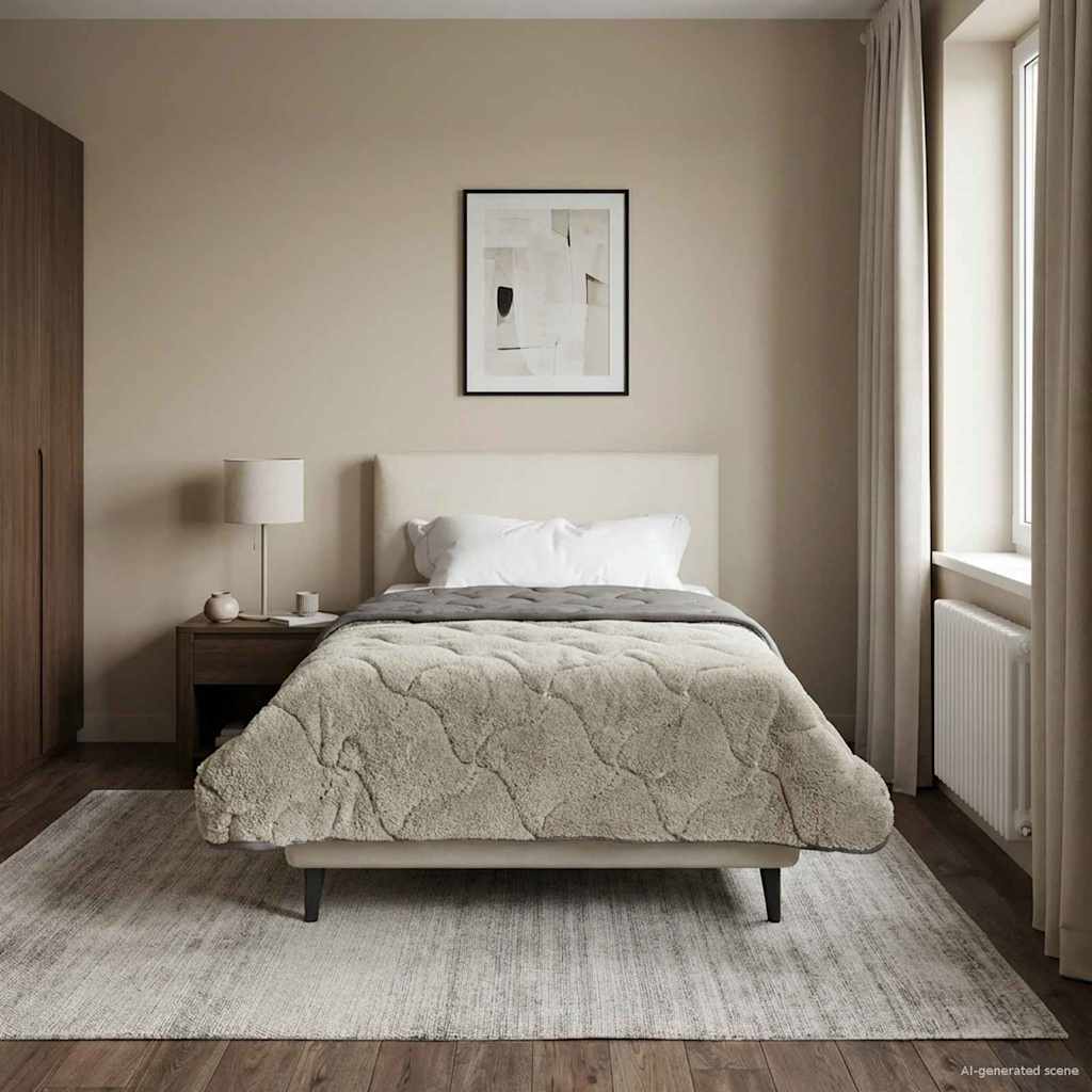 vidaXL Letni Kołdra Jasnoszary 135 x 200 cm Mikrofibra i Fleece Teddy