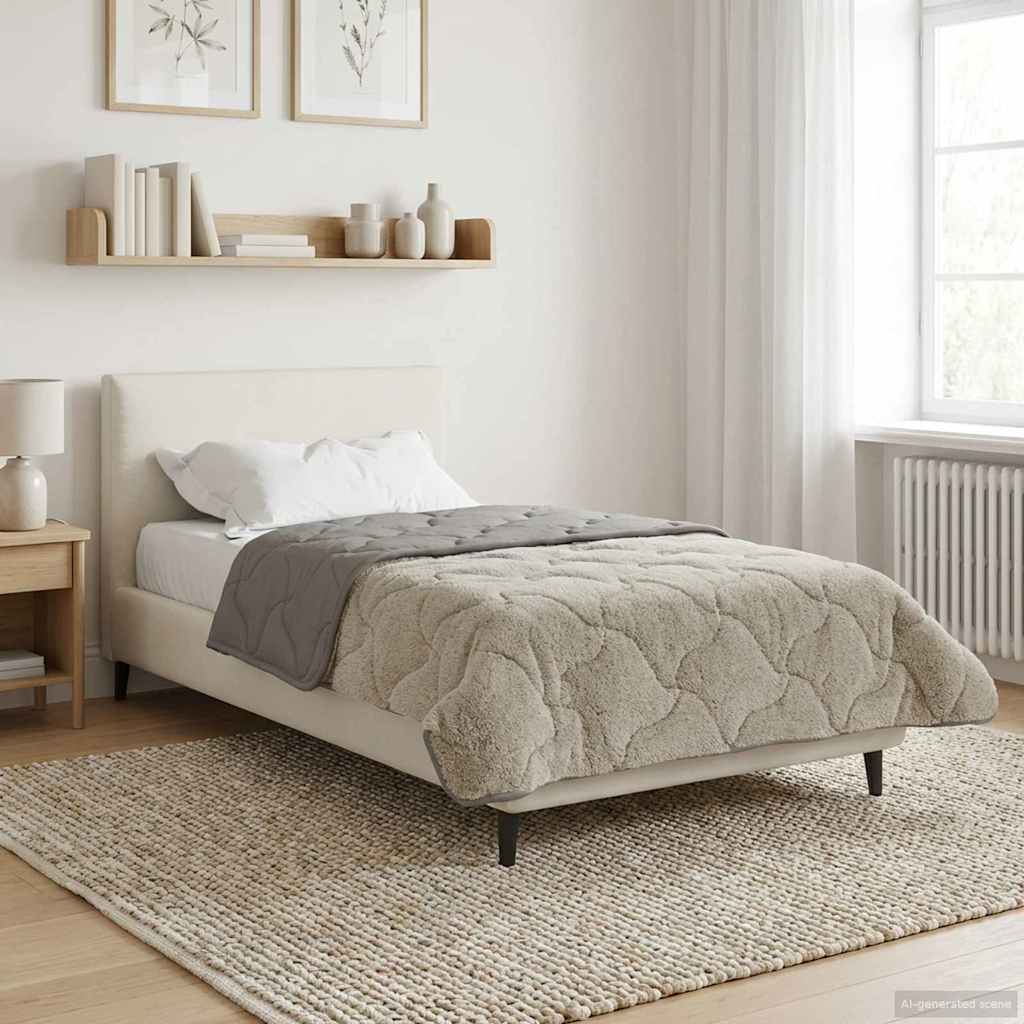 vidaXL Letni Kołdra Jasnoszary 140 x 220 cm Mikrofibra i Fleece Teddy