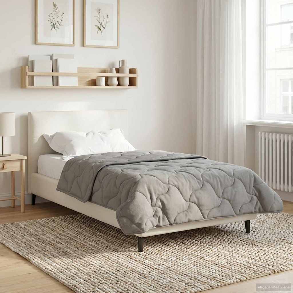 vidaXL Letni Kołdra Jasnoszary 155 x 200 cm Mikrofibra i Fleece Teddy