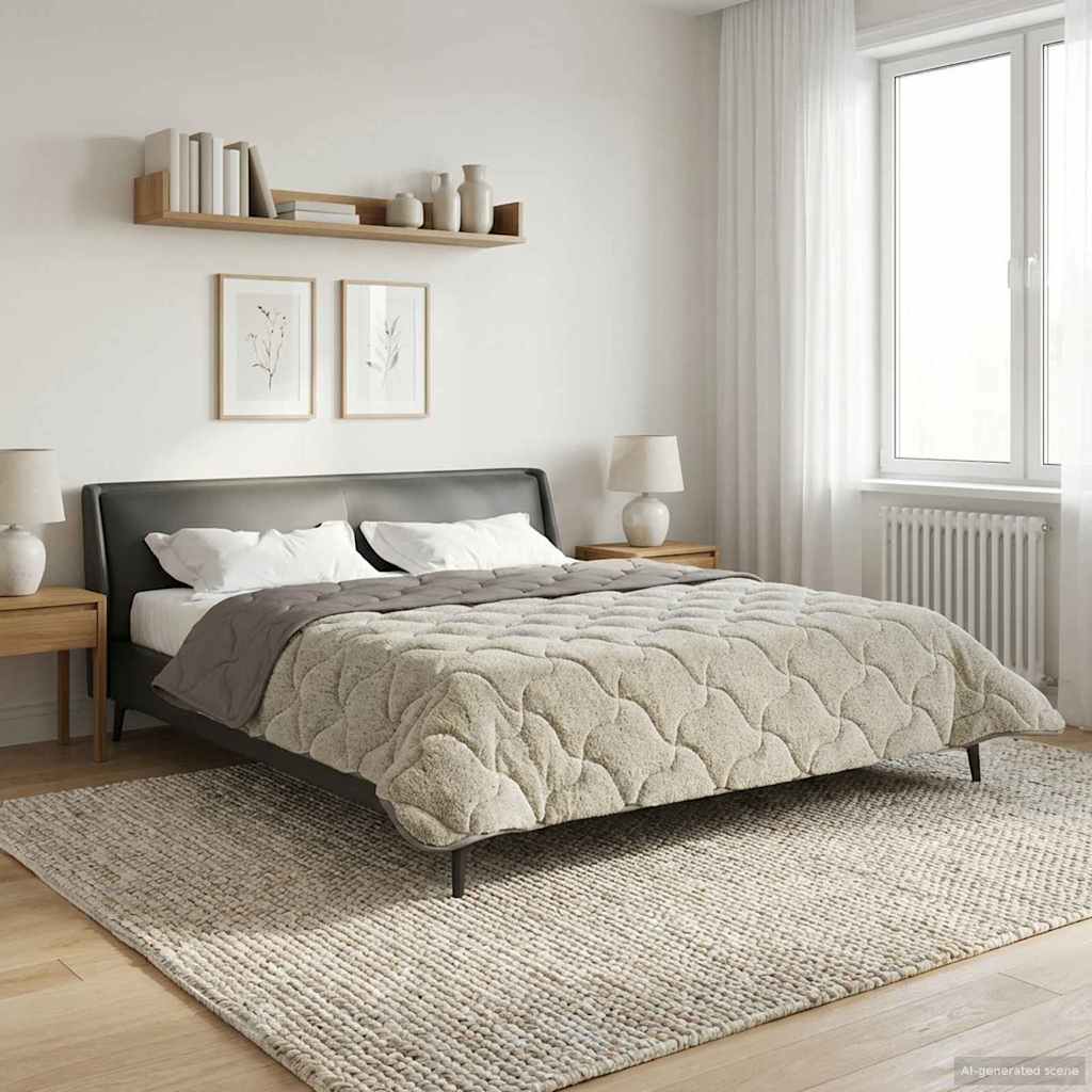 vidaXL Letni Kołdra Jasnoszary 200 x 200 cm Mikrofibra i Fleece Teddy