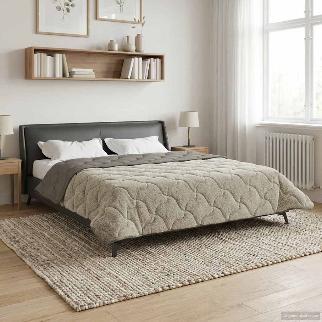 vidaXL Letni Kołdra Jasnoszary 200 x 240 cm Mikrofibra i Fleece Teddy