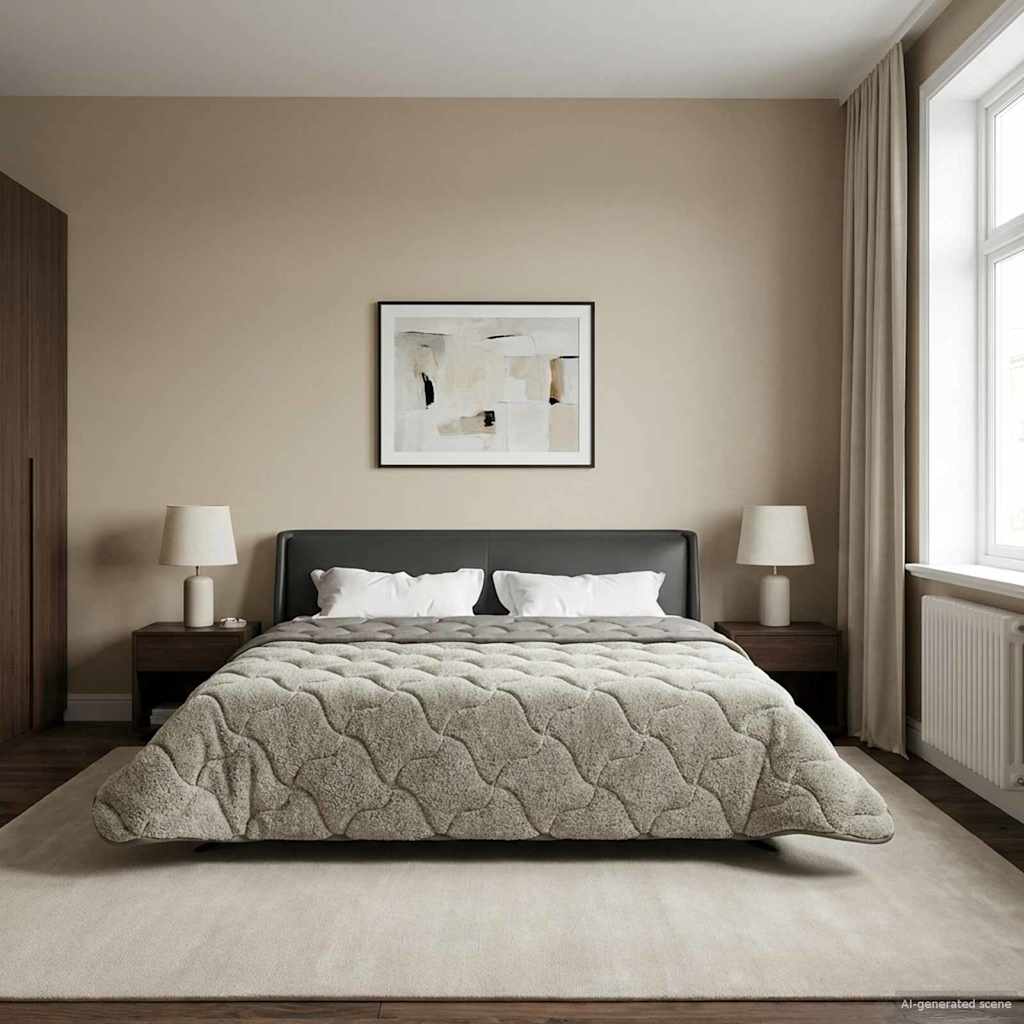 vidaXL Letni Kołdra Jasnoszary 200 x 240 cm Mikrofibra i Fleece Teddy