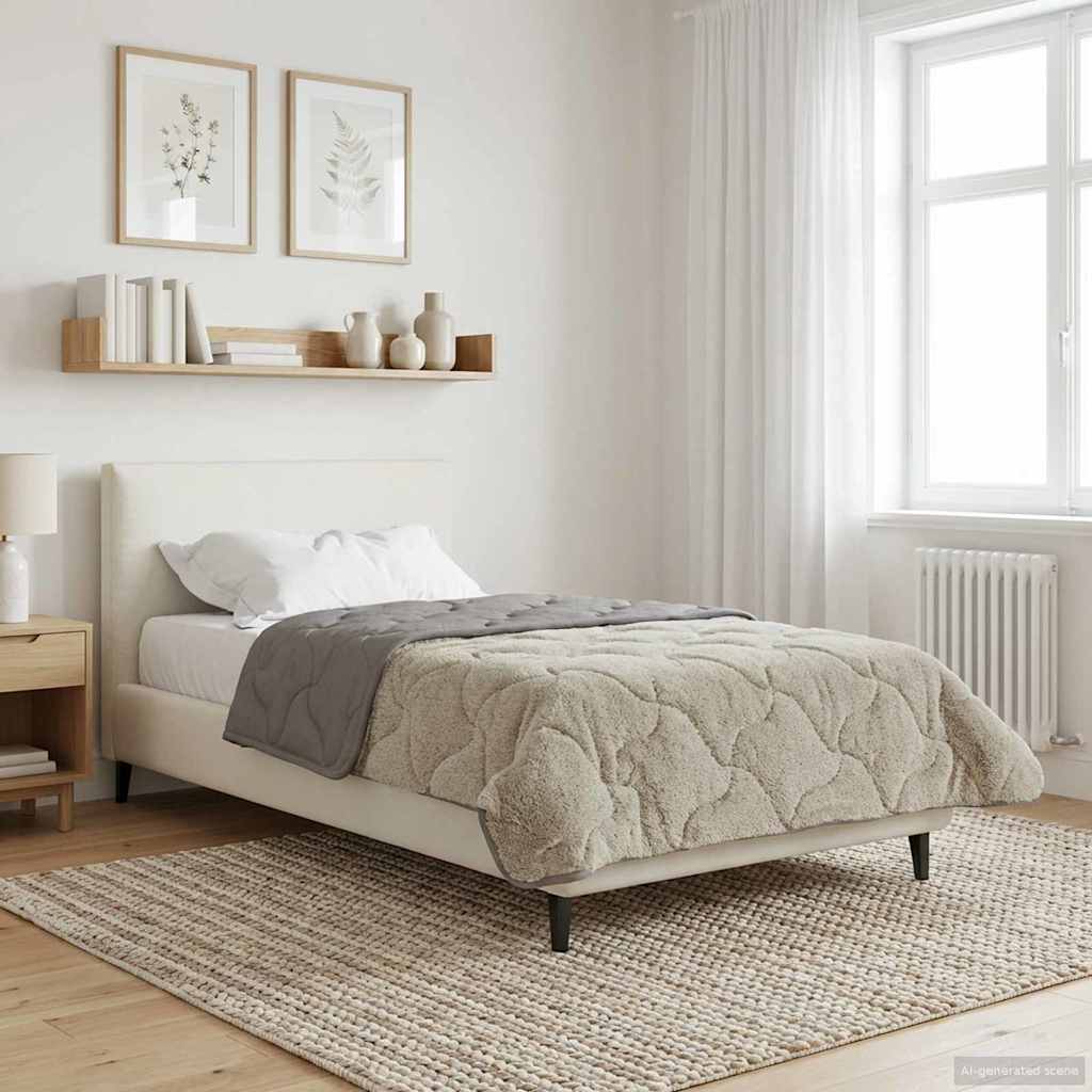 vidaXL Letni Kołdra Jasnoszary 135 x 200 cm Mikrofibra i Fleece Teddy