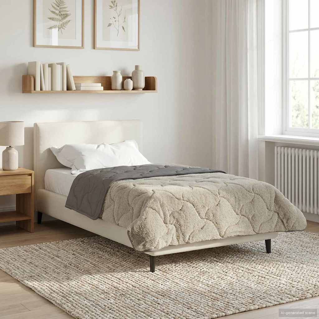 vidaXL Letni Kołdra Jasnoszary 155 x 220 cm Mikrofibra i Fleece Teddy