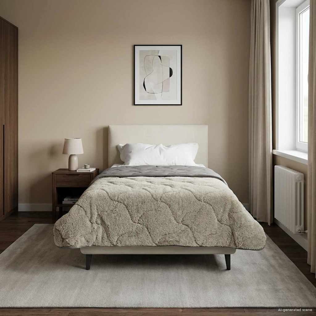 vidaXL Letni Kołdra Jasnoszary 155 x 220 cm Mikrofibra i Fleece Teddy