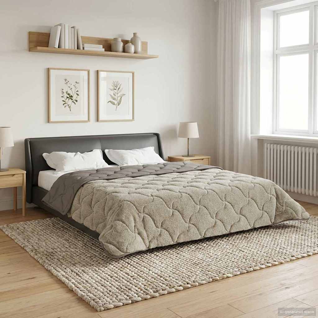 vidaXL Letni Kołdra Jasnoszary 200 x 220 cm Mikrofibra i Fleece Teddy