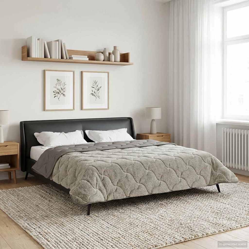 vidaXL Letni Kołdra Jasnoszary 220 x 240 cm Mikrofibra i Fleece Teddy