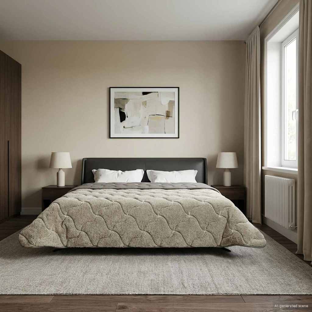 vidaXL Letni Kołdra Jasnoszary 220 x 240 cm Mikrofibra i Fleece Teddy