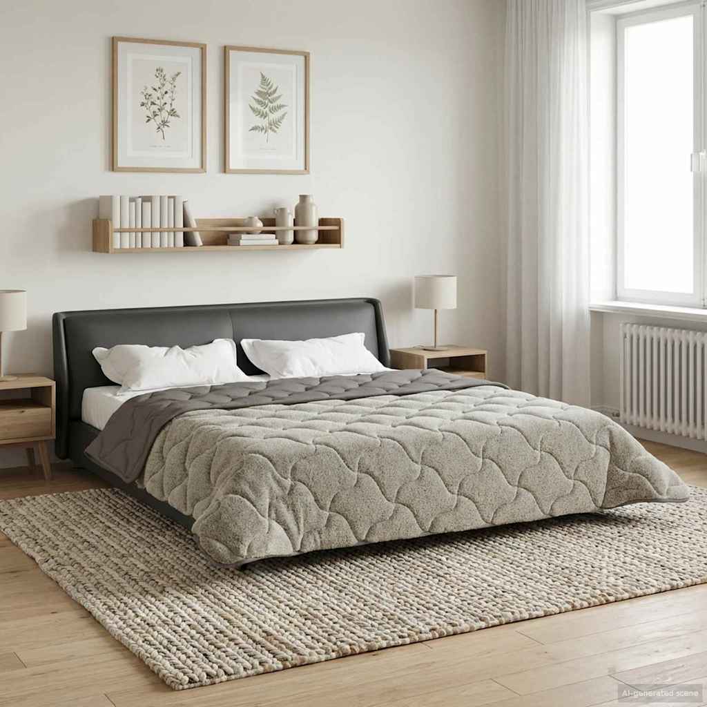 vidaXL Letni Kołdra Jasnoszary 220 x 260 cm Mikrofibra i Fleece Teddy