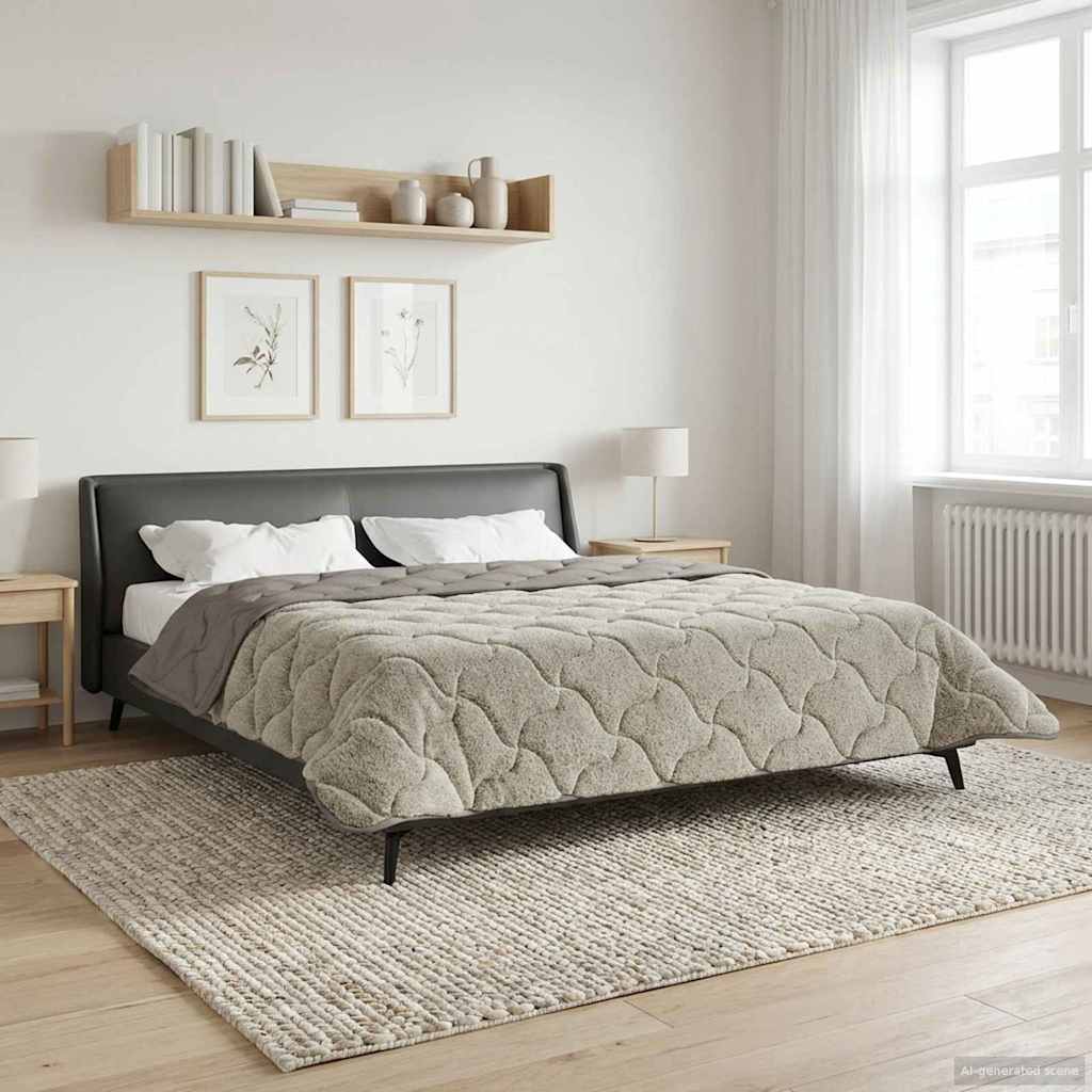 vidaXL Letni Kołdra Jasnoszary 240 x 260 cm Mikrofibra i Fleece Teddy