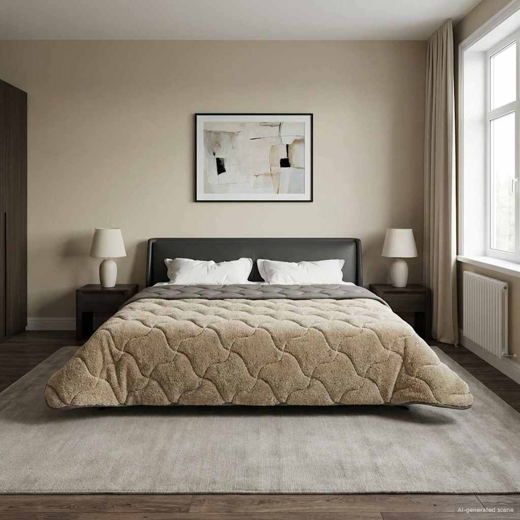 vidaXL Letni Kołdra Jasnoszary 240 x 260 cm Mikrofibra i Fleece Teddy