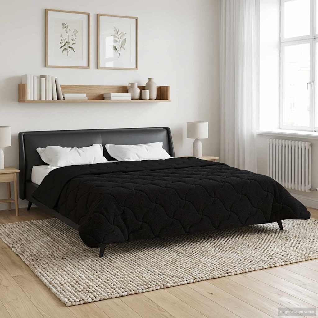 vidaXL Letni Kołdra Czarny 200 x 200 cm Mikrofibra i Fleece Teddy