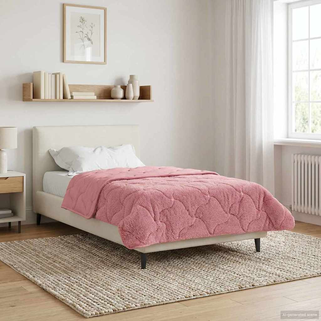 vidaXL Letni Kołdra Różowy 140 x 220 cm Mikrofibra i Fleece Teddy
