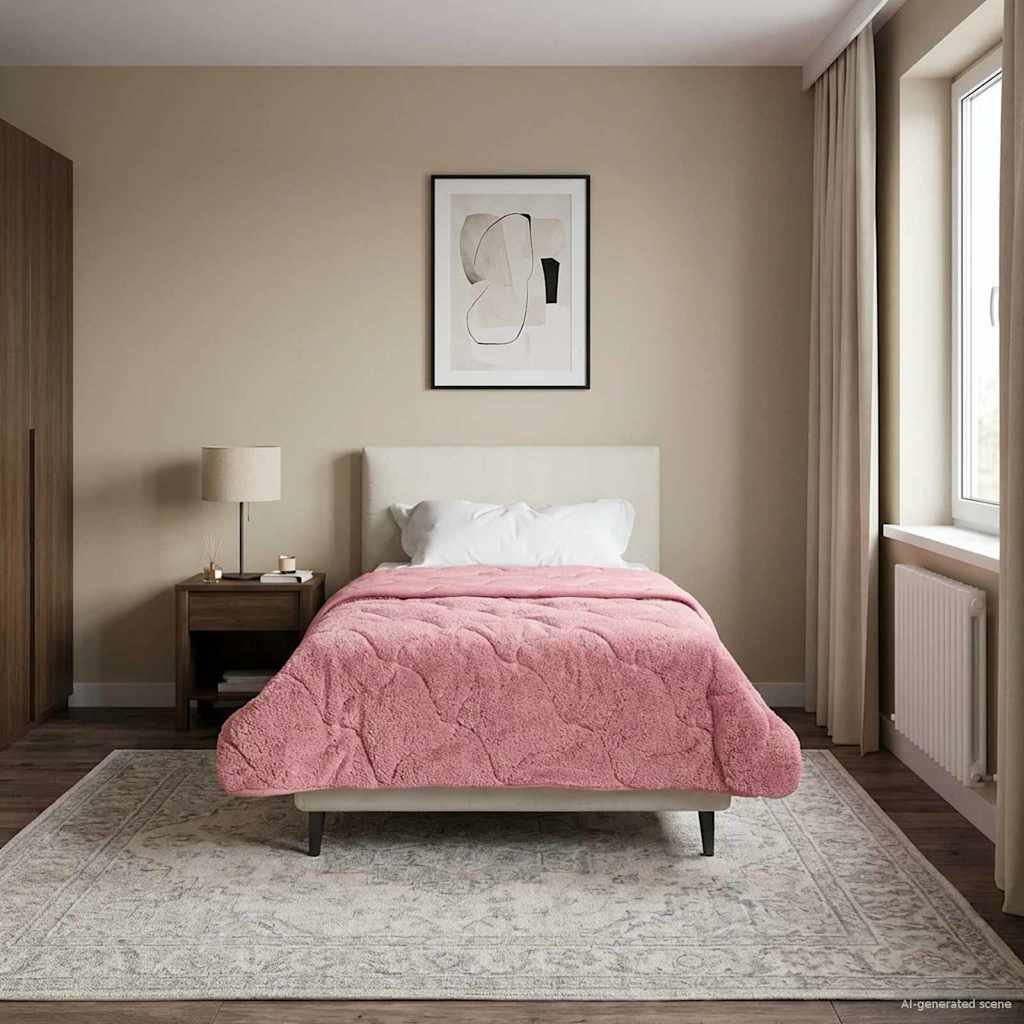 vidaXL Letni Kołdra Różowy 140 x 220 cm Mikrofibra i Fleece Teddy