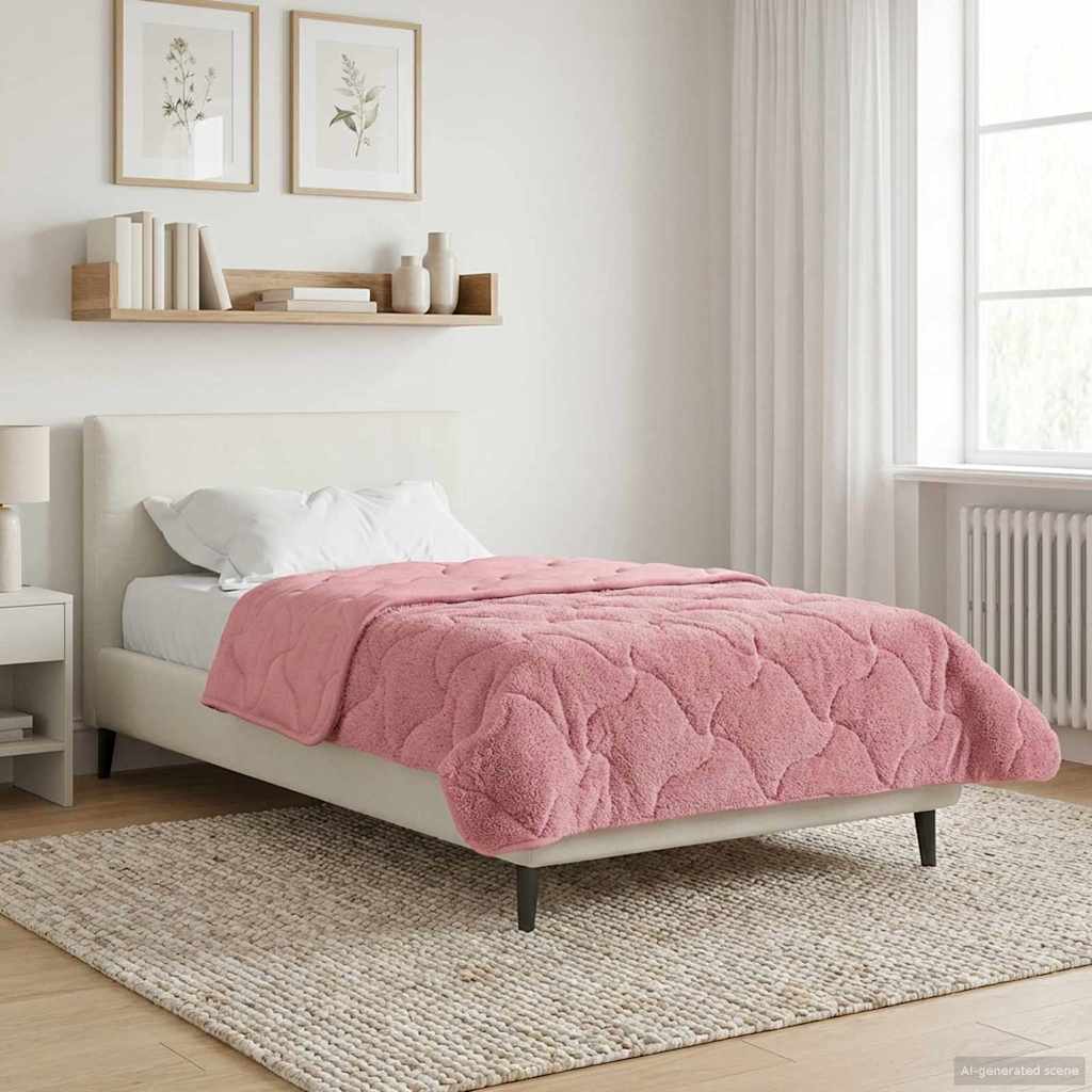 vidaXL Letni Kołdra Różowy 155 x 200 cm Mikrofibra i Fleece Teddy