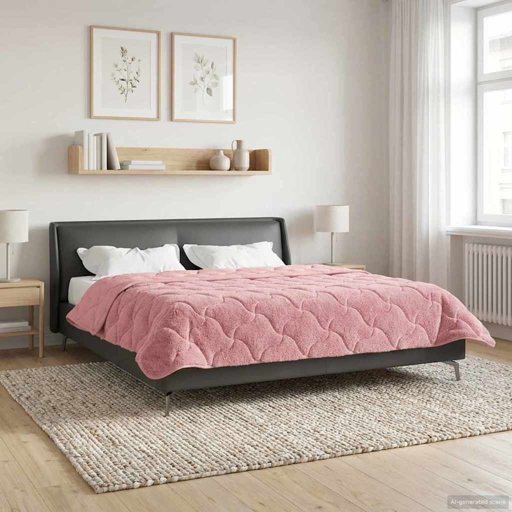 vidaXL Letni Kołdra Różowy 200 x 200 cm Mikrofibra i Fleece Teddy