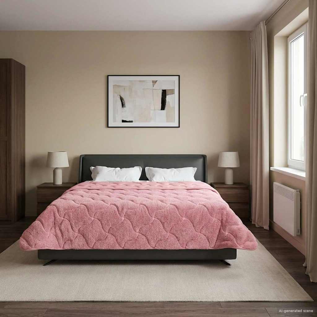 vidaXL Letni Kołdra Różowy 200 x 200 cm Mikrofibra i Fleece Teddy