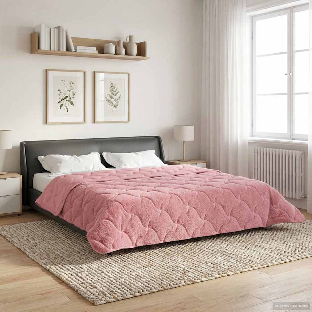 vidaXL Letni Kołdra Różowy 200 x 240 cm Mikrofibra i Fleece Teddy
