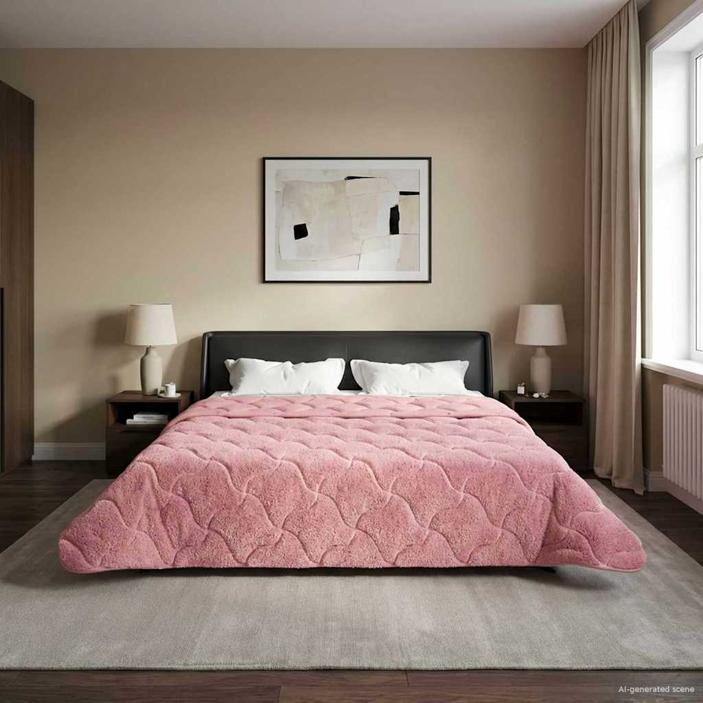 vidaXL Letni Kołdra Różowy 200 x 240 cm Mikrofibra i Fleece Teddy