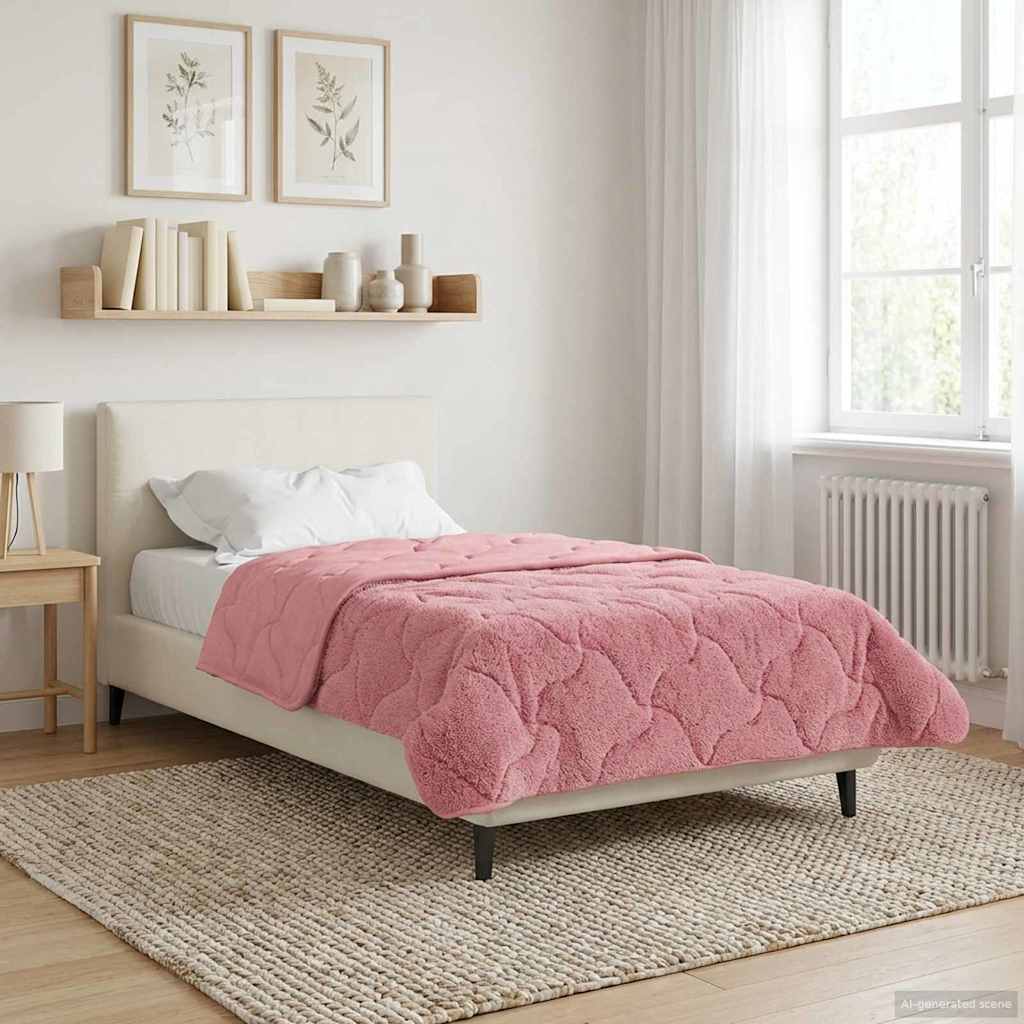 vidaXL Letni Kołdra Różowy 135 x 200 cm Mikrofibra i Fleece Teddy