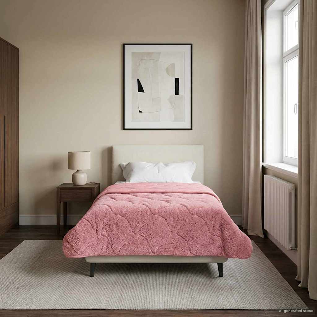 vidaXL Letni Kołdra Różowy 135 x 200 cm Mikrofibra i Fleece Teddy