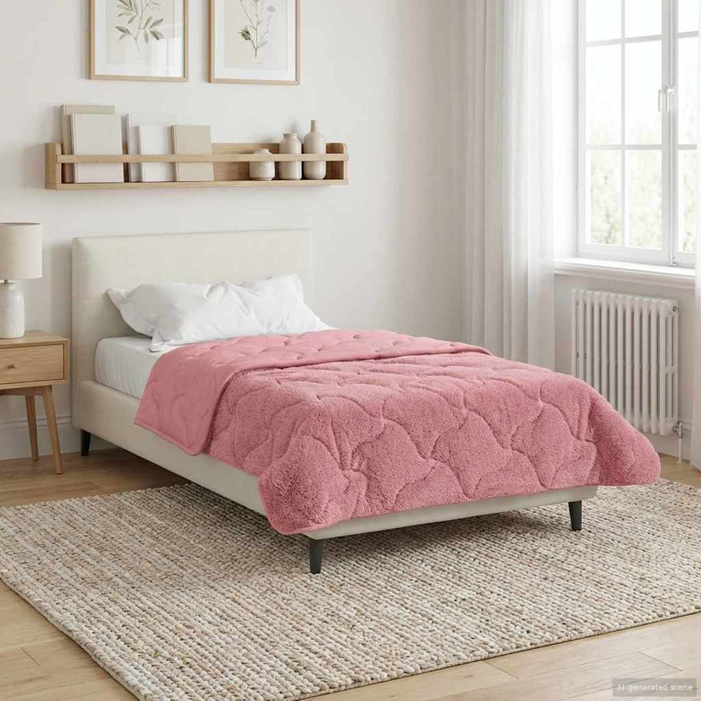 vidaXL Letni Kołdra Różowy 140 x 220 cm Mikrofibra i Fleece Teddy