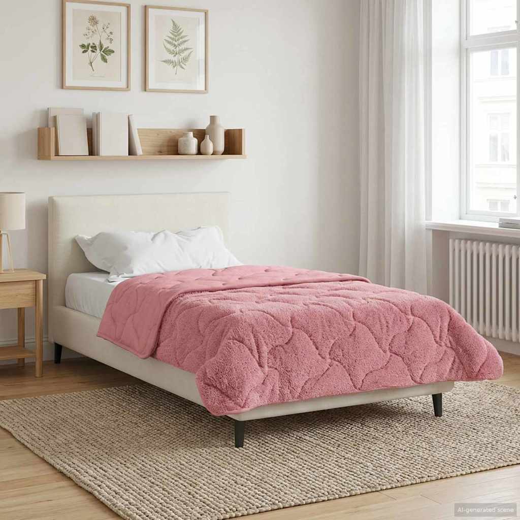 vidaXL Letni Kołdra Różowy 155 x 220 cm Mikrofibra i Fleece Teddy