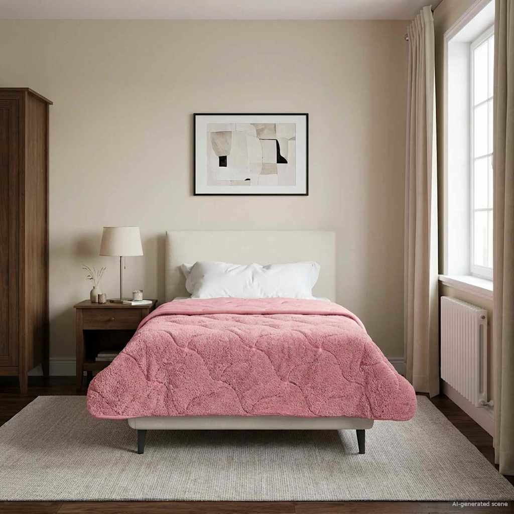 vidaXL Letni Kołdra Różowy 155 x 220 cm Mikrofibra i Fleece Teddy
