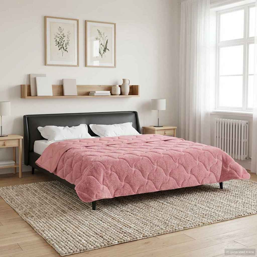 vidaXL Letni Kołdra Różowy 200 x 220 cm Mikrofibra i Fleece Teddy