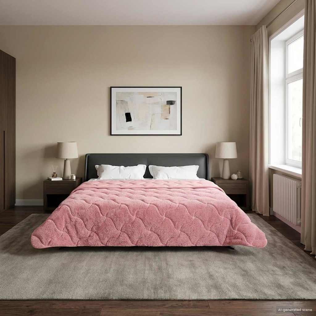 vidaXL Letni Kołdra Różowy 200 x 220 cm Mikrofibra i Fleece Teddy
