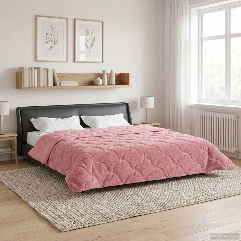 vidaXL Letni Kołdra Różowy 220 x 240 cm Mikrofibra i Fleece Teddy
