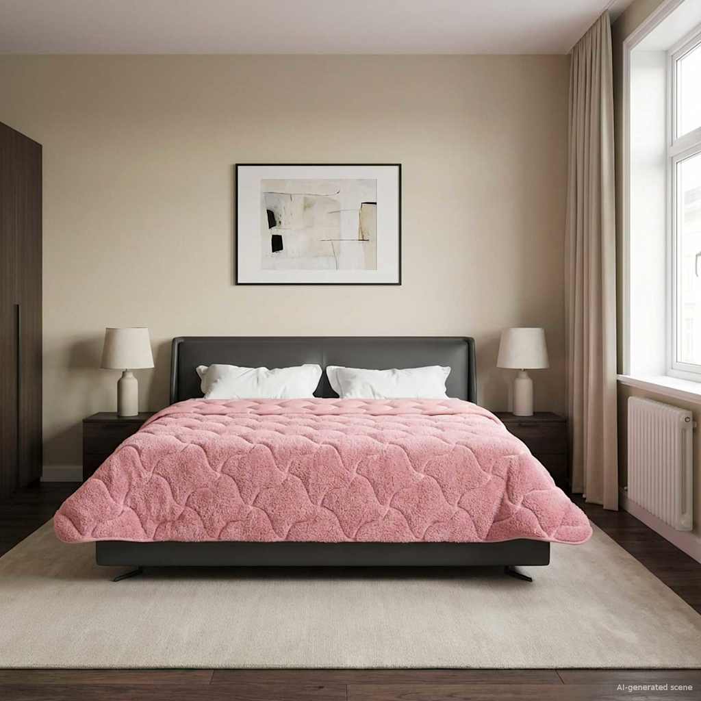 vidaXL Letni Kołdra Różowy 220 x 240 cm Mikrofibra i Fleece Teddy