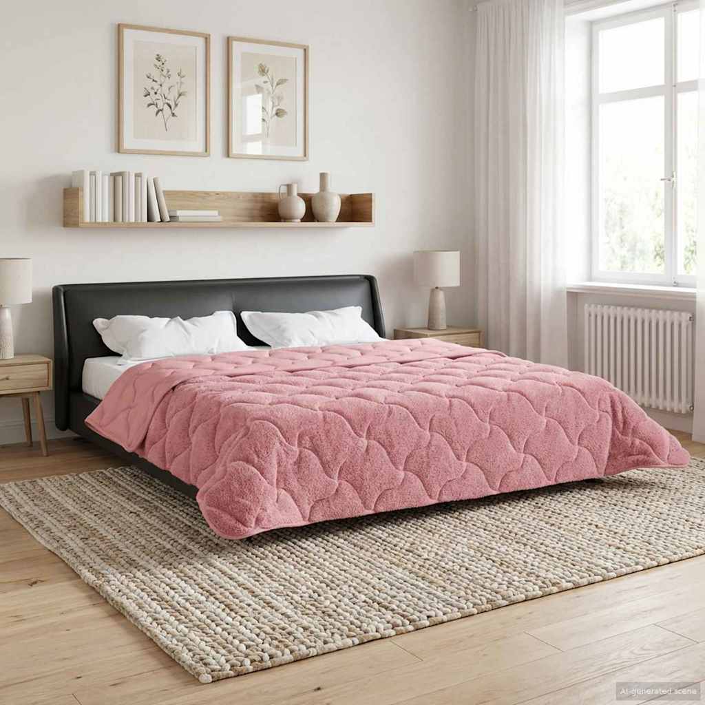 vidaXL Letni Kołdra Różowy 220 x 260 cm Mikrofibra i Fleece Teddy