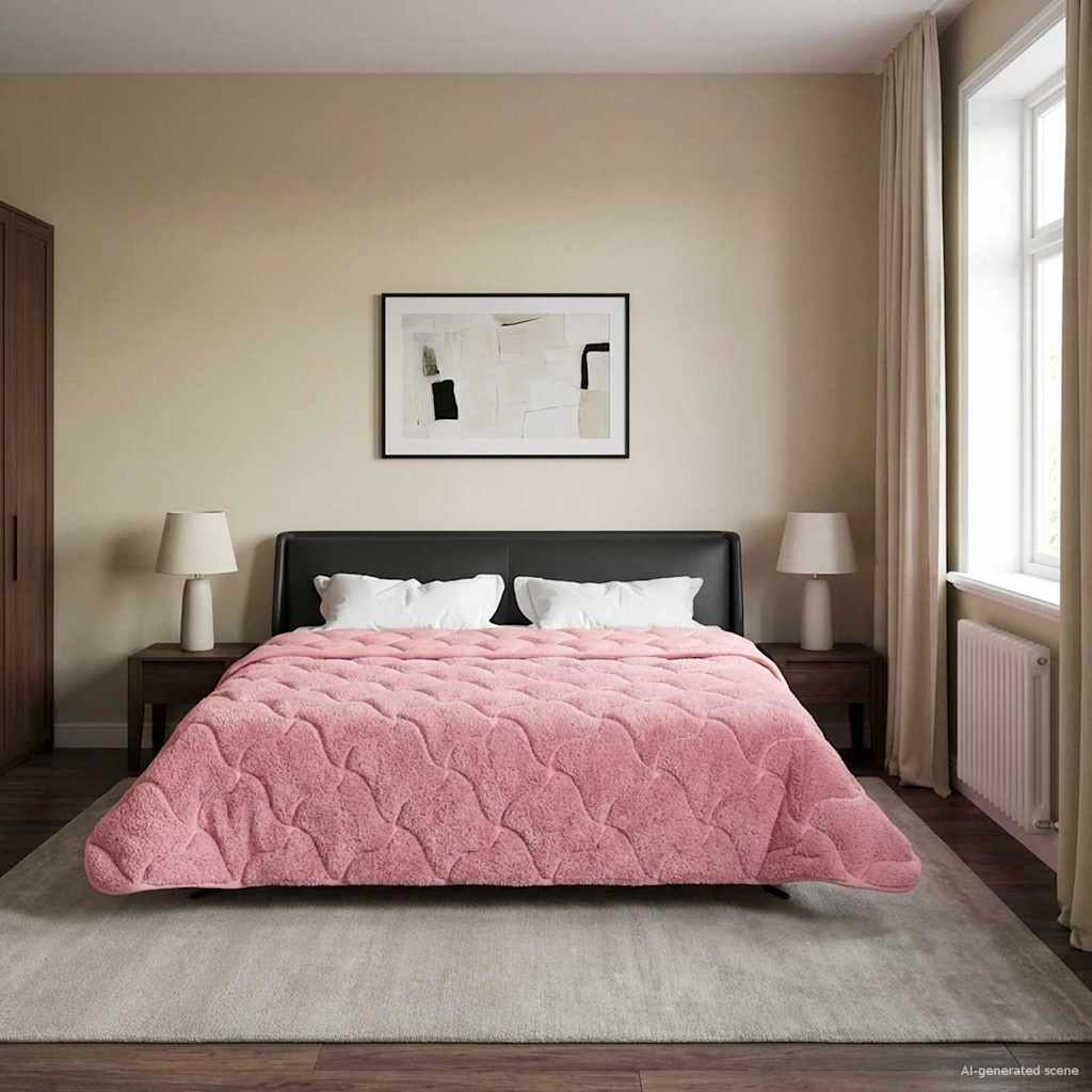vidaXL Letni Kołdra Różowy 220 x 260 cm Mikrofibra i Fleece Teddy