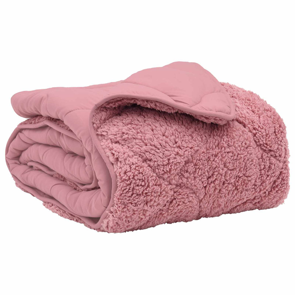 vidaXL Letni Kołdra Różowy 220 x 260 cm Mikrofibra i Fleece Teddy