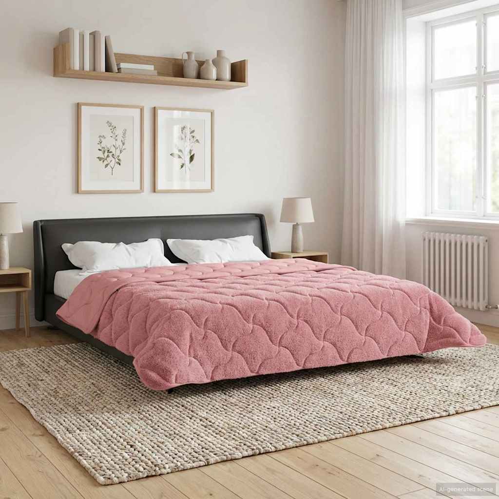 vidaXL Letni Kołdra Różowy 240 x 260 cm Mikrofibra i Fleece Teddy